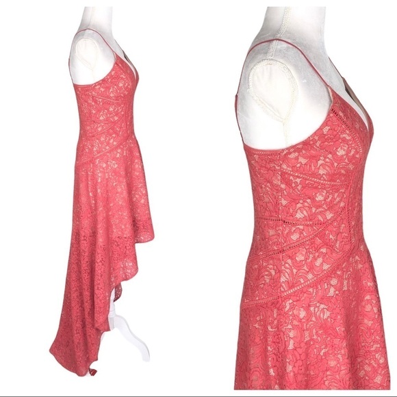 The Jetset Diaries salmon lace Rava dress high/low maxi straps small TJD - Picture 4 of 15